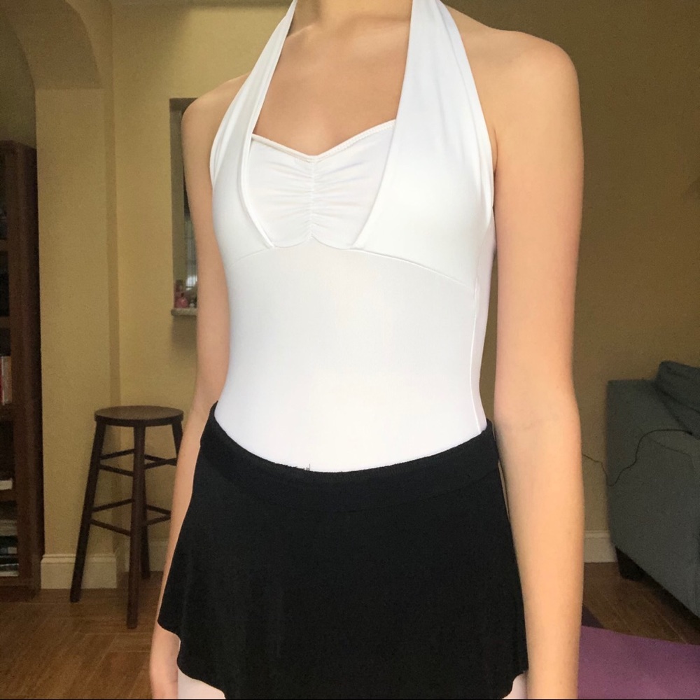 white motionwear halter top leotard